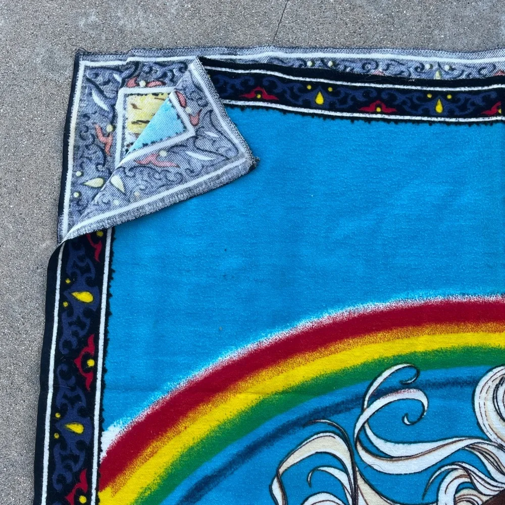 Vintage Colorful Rainbow Unicorn 70’s Tapestry Cloth Retro 420 Friendly - Picture 7 of 11